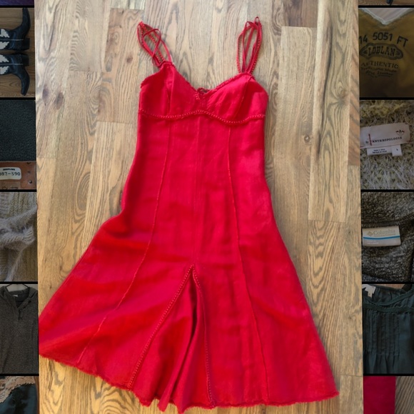 Dresses & Skirts - Red linen summer dress.
